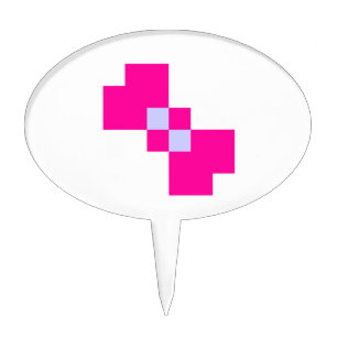 Cute 8 Bit Pixel Bow Cake Topper