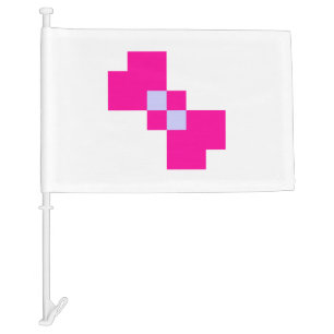 Cute 8 Bit Pixel Bow Car Flag