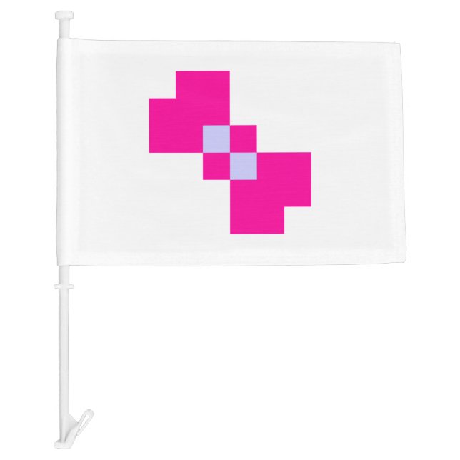 Cute 8 Bit Pixel Bow Car Flag (Front)