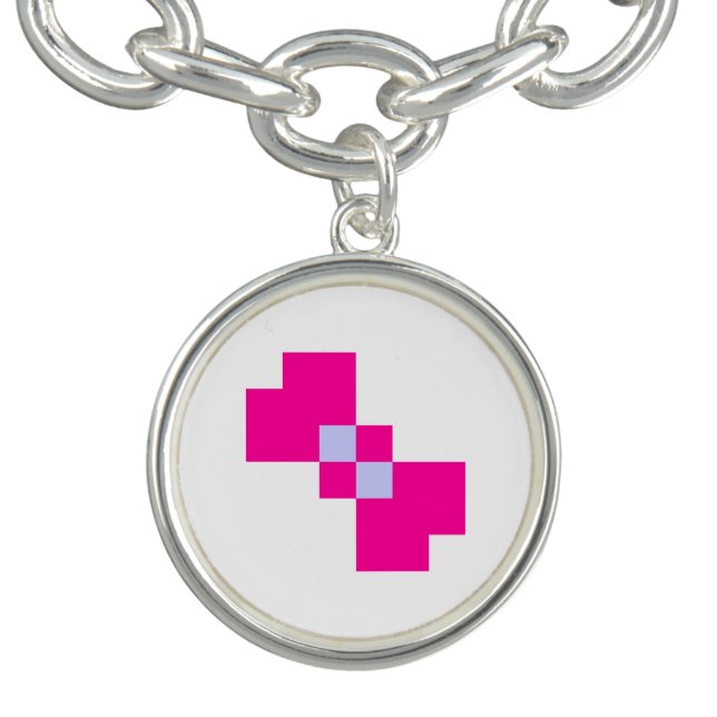 Cute 8 Bit Pixel Bow Charm Bracelet (Design)