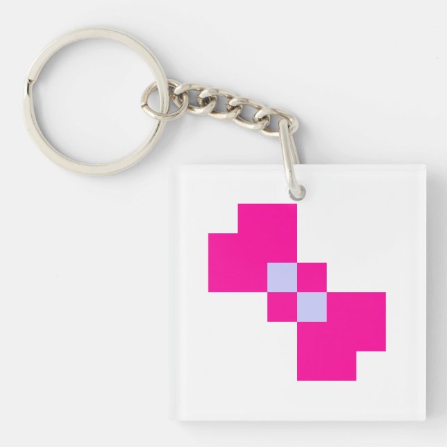 Cute 8 Bit Pixel Bow Keychain (Front)