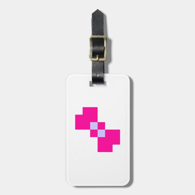 Cute 8 Bit Pixel Bow Luggage Tag (Front Vertical)