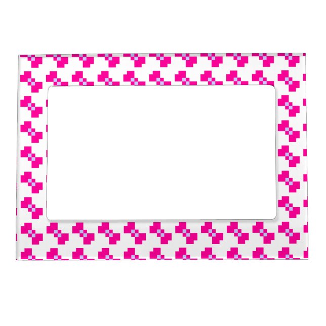 Cute 8 Bit Pixel Bow Magnetic Picture Frame (Front)
