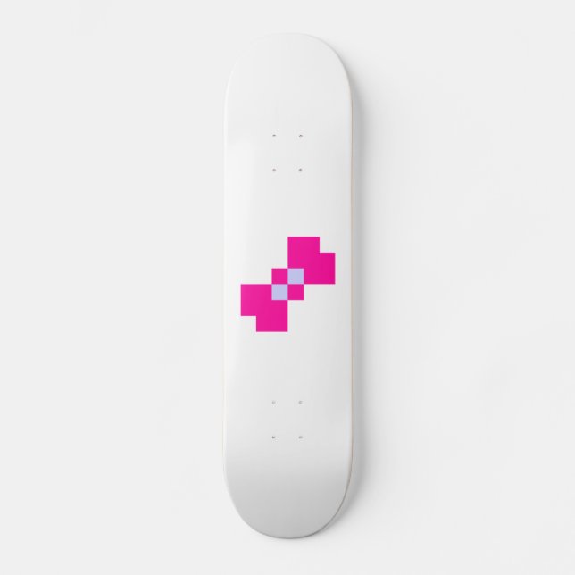 Cute 8 Bit Pixel Bow Skateboard Deck (Front)