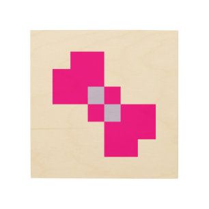 Cute 8 Bit Pixel Bow Wood Wall Art