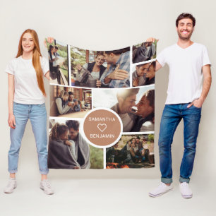 Cute 8 Photo Collage Vacation Camping Personalized Fleece Blanket
