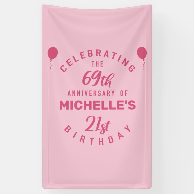 Cute 90th Birthday Personalized Banner (Vertical)