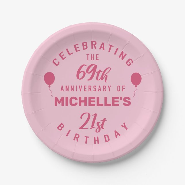Cute 90th Birthday Personalized Paper Plates (Front)
