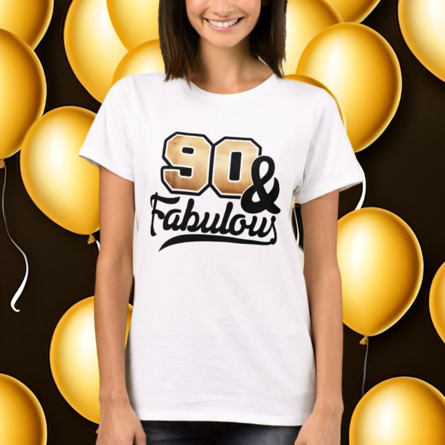 cute 90th fabulous word art Birthday T-Shirt (Creator Uploaded)