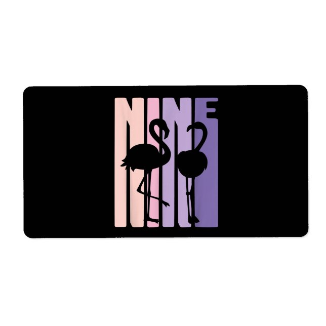 Cute 9th Birthday Gift I Flamingo I 9 Years Old Label (Front)