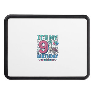 Cute 9th Birthday Turtle Vintage Kids Shirt Design Hitch Cover