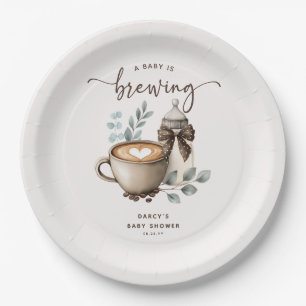 Cute 'a Baby is Brewing' Coffee Baby Shower Paper Plates