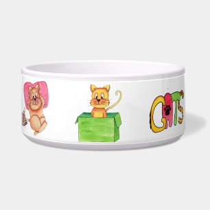 Cute A Day In A Cat's Life Cat Bowl