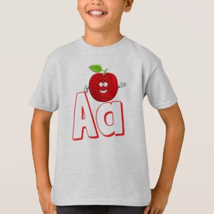 Cute A For Apple - Kids ABCD English Alphabet T-Shirt