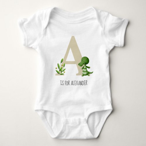 Cute A is for Alligator Add your Name  Baby Bodysuit