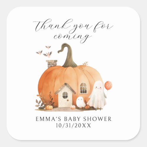 Cute A Little Boo Baby Shower Thank You   Square Sticker