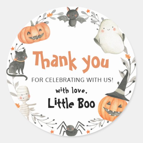 Cute A Little Boo Halloween Autumn Baby Shower Classic Round Sticker