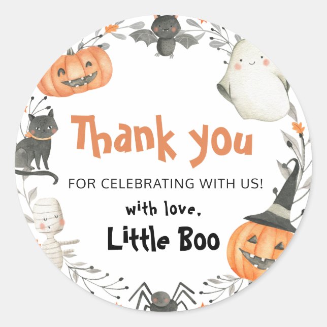 Cute A Little Boo Halloween Autumn Baby Shower Classic Round Sticker (Front)