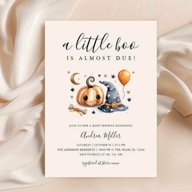Cute A Little Boo Halloween Baby Shower Invitation (Creator Uploaded)
