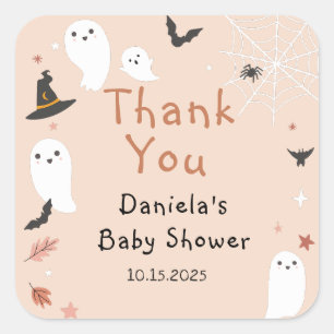 Cute A Little Boo Halloween Baby Shower Square Sticker
