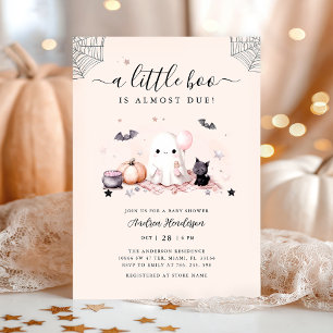 Cute A Little Boo Halloween Ghost Baby Shower Invitation