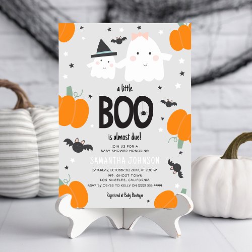 Cute a little BOO is almost due Boy Baby Shower Invitation