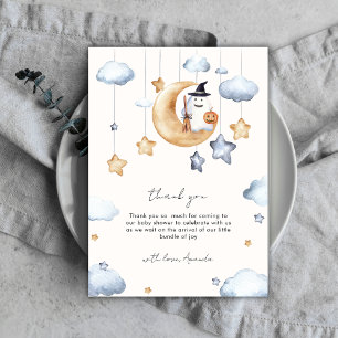 Cute A Little Boo Moon Stars Baby Shower  Thank You Card