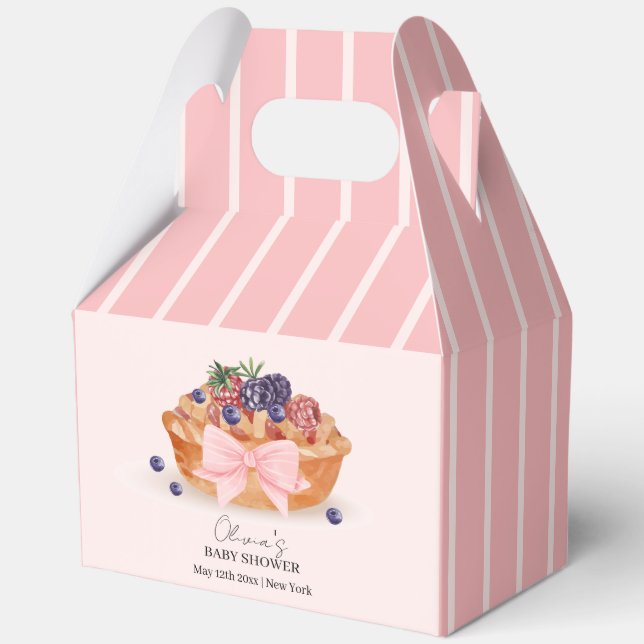 Cute A Little Cutie Pie Berry Bow Baby Shower Favor Boxes (Back)