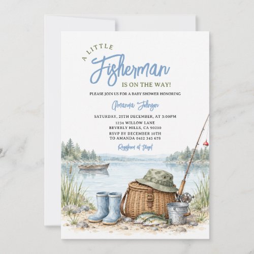 Cute A Little Fisherman Is On The Way Baby Shower Invitation