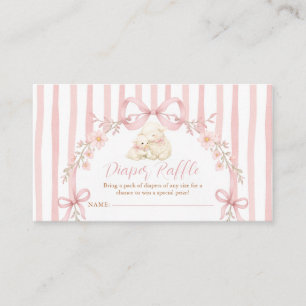 Cute A little lamb Pink Bow Floral Diaper Raffle Enclosure Card