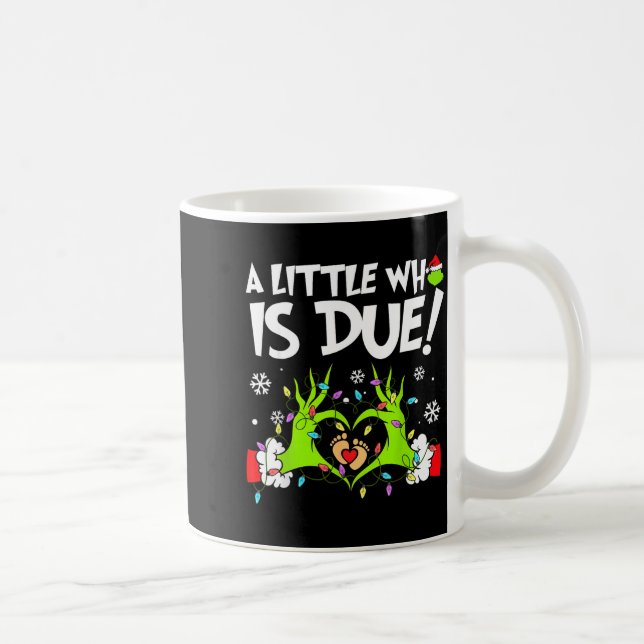 Cute A Little Who Is Due Christmas Pregnancy Annou Coffee Mug (Right)
