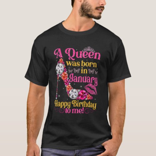 Cute A Queen Was Born In January Women Girls High  T_Shirt