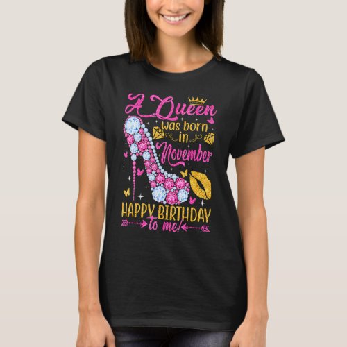 Cute A Queen Was Born In November Women Girls High T_Shirt