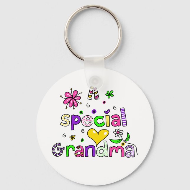 Cute A Special Grandma Granny Text Expression Keychain (Front)