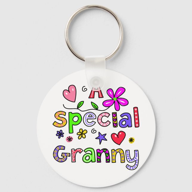 Cute A Special Granny Greeting Text Expression Keychain (Front)