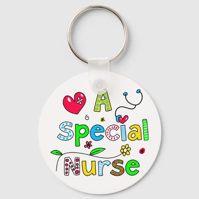 Cute A Special Nurse Greeting Text Expression Keychain (Front)
