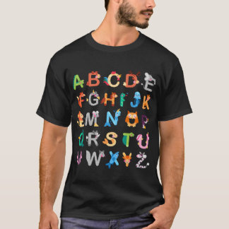 Cute ABCs Learning Boys Girls Alphabet Animal frie T-Shirt