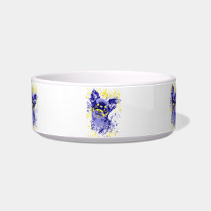 Cute Abstract Blue Chihuahua Ceramic Pet Bowl