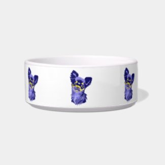 Cute Abstract Blue Chihuahua Ceramic Pet Bowl