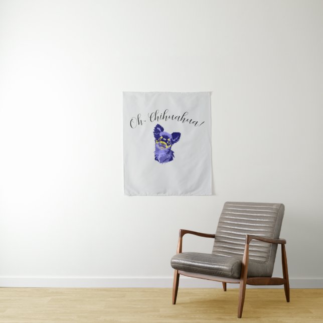 Cute Abstract Blue Chihuahua Tapestry (In Situ)