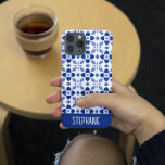Cute Abstract Blue Floral Pattern with Name Samsung Galaxy S22 Case<br><div class="desc">A feminine abstract flower pattern in shades of blue with a place to add your name for personalization.</div>