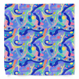 Cute Abstract Blue Pastel Neon Repeating Pattern Bandana