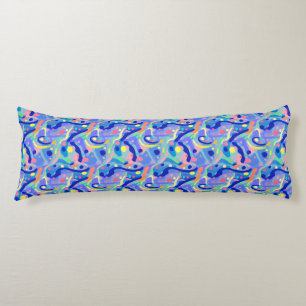 Cute Abstract Blue Pastel Neon Repeating Pattern Body Pillow