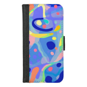 Cute Abstract Blue Pastel Neon Repeating Pattern iPhone 8/7 Wallet Case