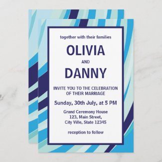 Cute Abstract Blue Stripe Beach Wedding