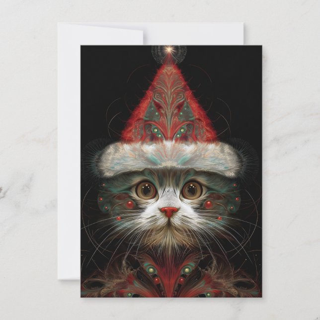 Cute Abstract Cat Christmas Cards (Front)