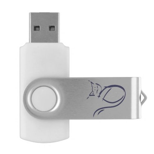 Cute Abstract Cat Personalized White USB Flash Drive
