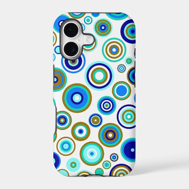 Cute Abstract Circles Pattern | Blue Lime Aqua Iphone Case (Back)