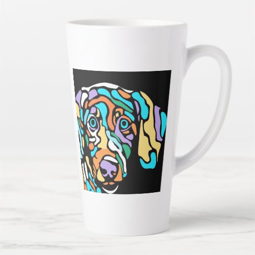 Cute Abstract Colorful Dog Art w Splashes Colors Latte Mug