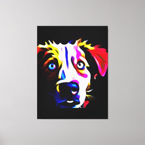 Cute Abstract Colorful Dog Happy Vibrant Artwork Canvas Print